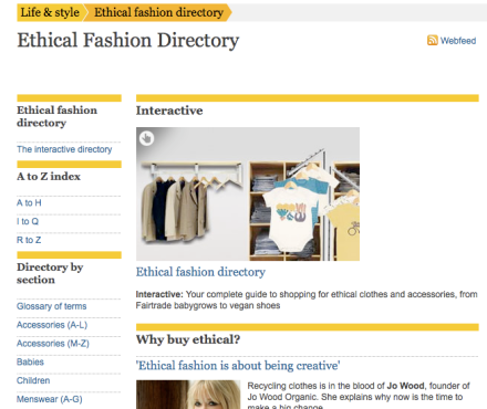 Image of the Guardian's ethical directory website